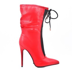 Red ankle boot with stiletto heel