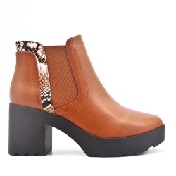 Faux leather ankle boot