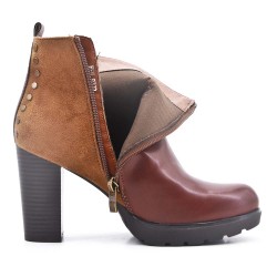 High heel leatherette ankle boots