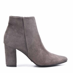 Ankle boot in faux suede with heel