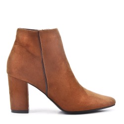 Ankle boot in faux suede with heel