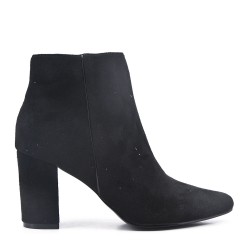 Ankle boot in faux suede with heel