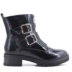 Patent leather ankle boot