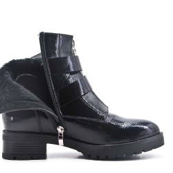 Patent leather ankle boot