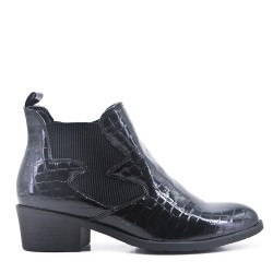 Patent leather ankle boot