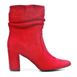 Ankle boot in faux suede with heel