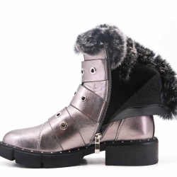 Faux leather ankle boot