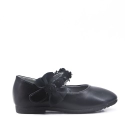 Girl's faux leather ballerina with bow