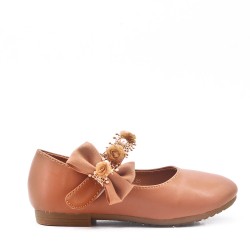Girl's faux leather ballerina with bow