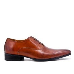 Cognac Derby with leather lace