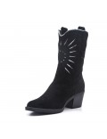 Ankle boot in faux suede with heel