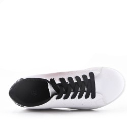 Women's faux leather lace up sneaker