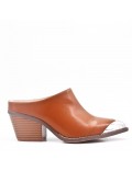 Faux leather women's heeled mules