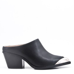 Faux leather women's heeled mules