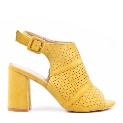 Faux suede heeled sandal for women