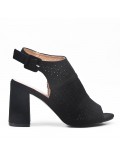 Faux suede heeled sandal for women