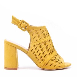 Faux suede heeled sandal for women
