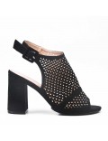 Faux suede heeled sandal for women