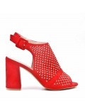 Faux suede heeled sandal for women