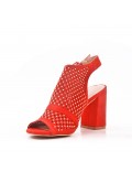 Faux suede heeled sandal for women