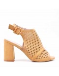 Faux suede heeled sandal for women