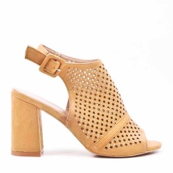 Faux suede heeled sandal for women