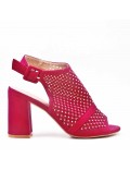 Faux suede heeled sandal for women