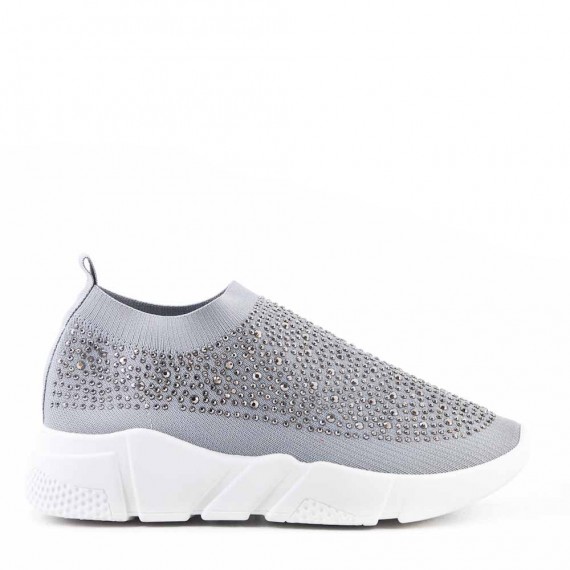 GROSSISTE CHAUSSURES Basket sans lacet en textile pour femme