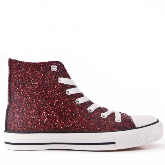 red sequin tennis shoes