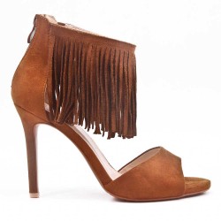 Faux suede heeled sandal for women