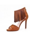 Faux suede heeled sandal for women