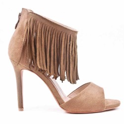 Faux suede heeled sandal for women