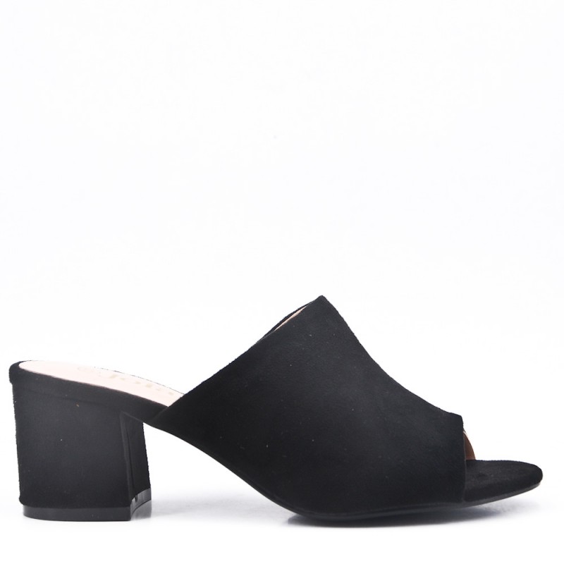 Faux leather women's heeled mules
