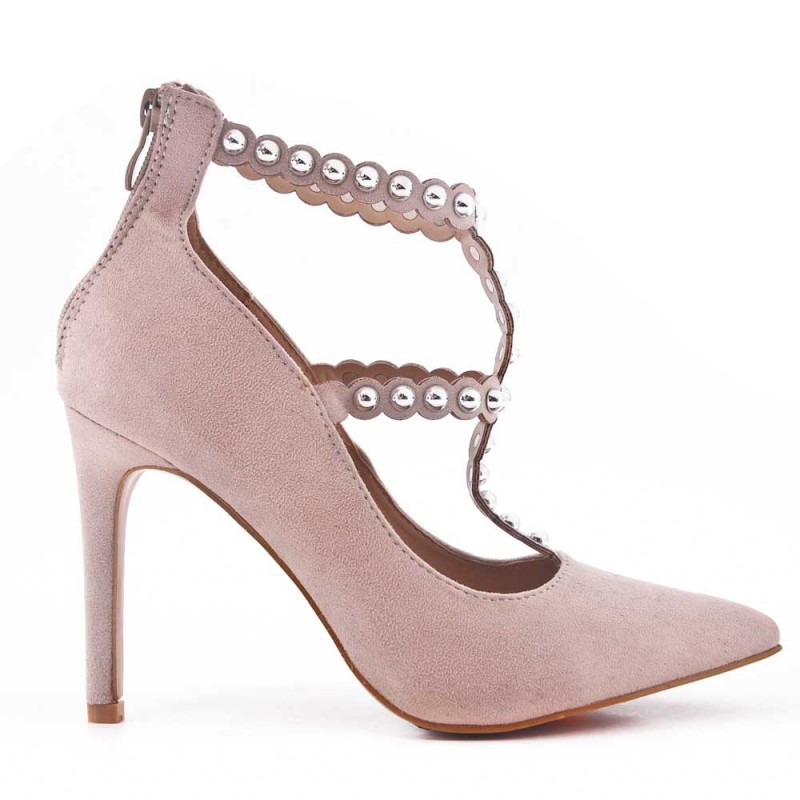 ZAPATOS AL POR MAYOR - Sandalia de tacón de ante para mujer