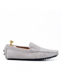 Light gray loafer in suede flanged leather