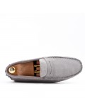 Light gray loafer in suede flanged leather