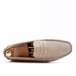 Beige suede leather moccasin