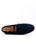 Navy moccasin in suede flanged leather