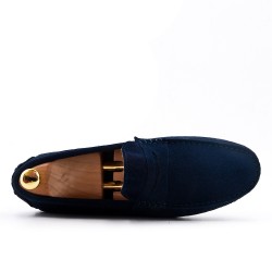 Navy moccasin in suede flanged leather