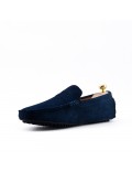 Navy moccasin in suede flanged leather