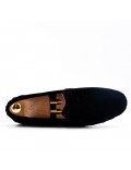 Black moccasin in suede flanged leather