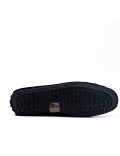 Black moccasin in suede flanged leather