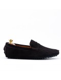 Brown moccasin in suede flanged leather