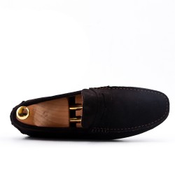 Brown moccasin in suede flanged leather