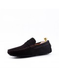 Brown moccasin in suede flanged leather