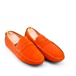 Moccasin in suede flanged leather