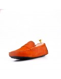 Moccasin in suede flanged leather