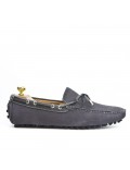 Gray loafer in suede leather with bow