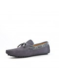 Gray loafer in suede leather with bow