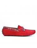 Red suede loafer with bow